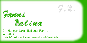 fanni malina business card